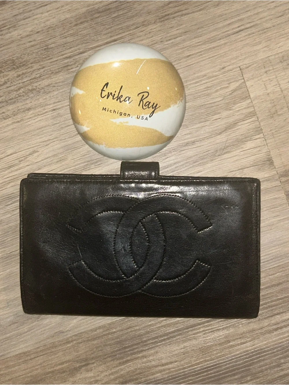CHANEL Black Lambskin Leather Long Wallet